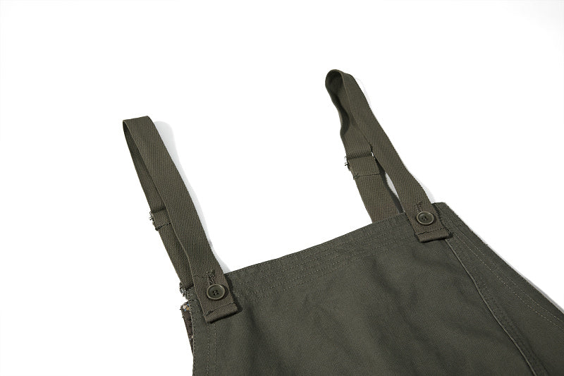 Yiaknis Wide-Leg Overalls, Floral Bib Trim, Army Green and Black