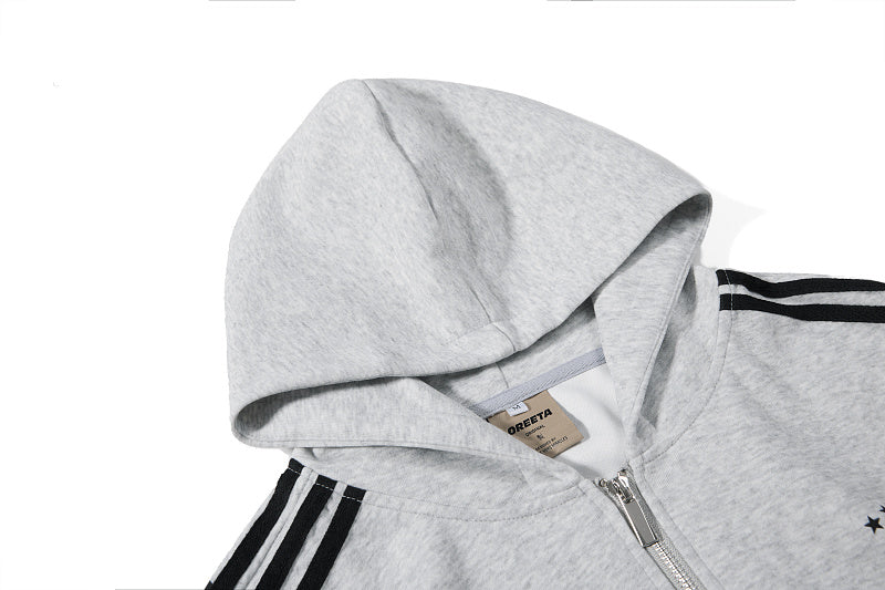 Yiaknis Zip-Up Hoodie and Sweatpants Set, 23 Print, Light Grey and Black