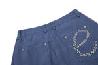 Yiaknis Cropped Cargo Trousers, Drawstring Hems, Blue and Black – photo 15