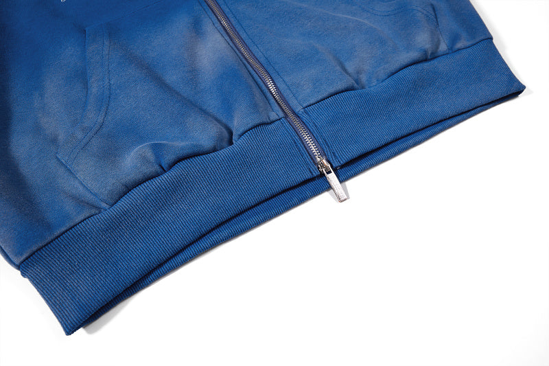 Yiaknis Zip-Up Hoodie and Sweatpants Set, Script Print, Blue and Black – photo 16