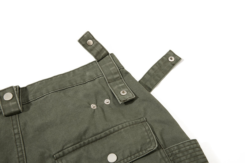Yiaknis Wide-Leg Cropped Cargo Trousers, Button Fly, Green and Khaki – photo 16