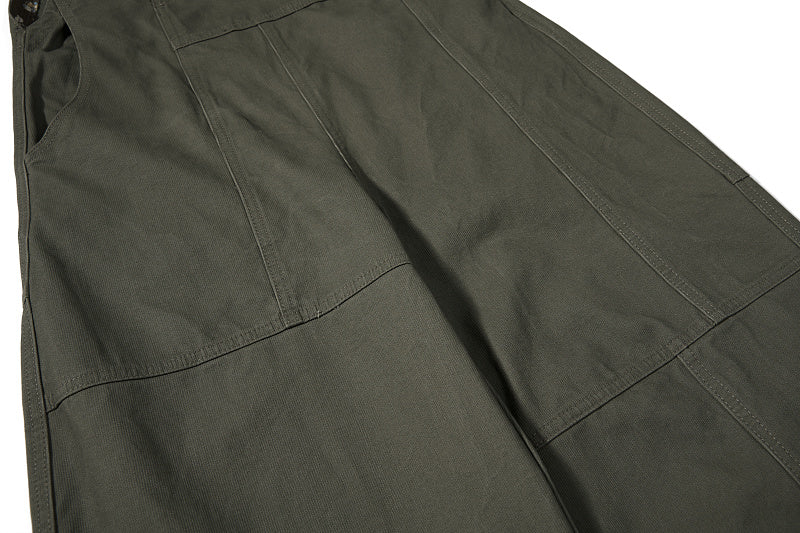 Yiaknis Wide-Leg Overalls, Floral Bib Trim, Army Green and Black