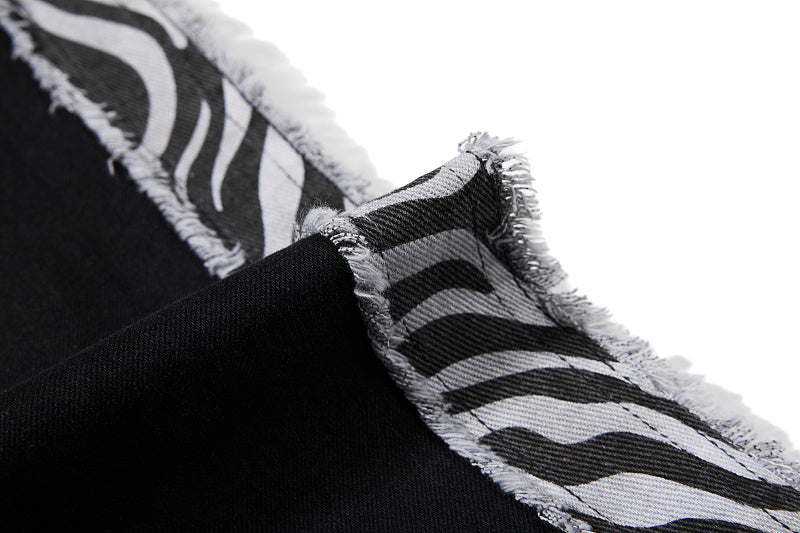 Yiaknis Black Flared Trousers with Zebra-Print Panels, Black