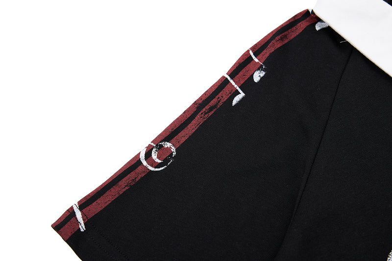 Yiaknis Men's Black and White Polo Shirt, Red Stripe – photo 16