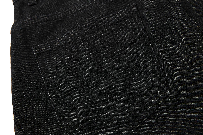 Yiaknis Wide-Leg Cropped Denim Trousers, Button Placket, Black – photo 16