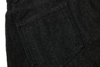 Yiaknis Wide-Leg Cropped Denim Trousers, Button Placket, Black – photo 16