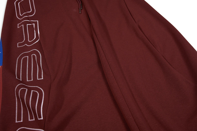 Yiaknis Wide-Leg Sweatpants, Letter Print, Burgundy and Black