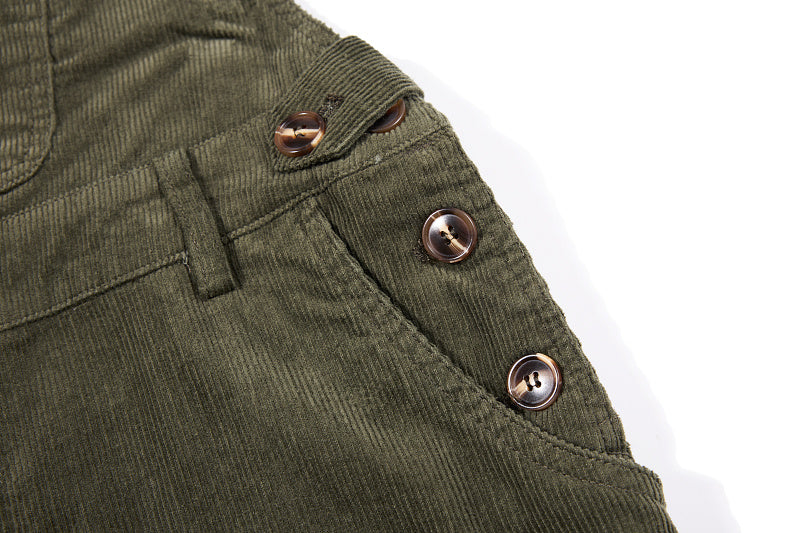 Yiaknis Corduroy Overalls with Adjustable Straps - Army Green, Black
