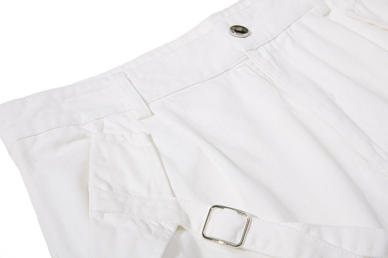Yiaknis Wide-Leg Cropped Cargo Trousers, Lace-Up Legs, Off White and Black – photo 16