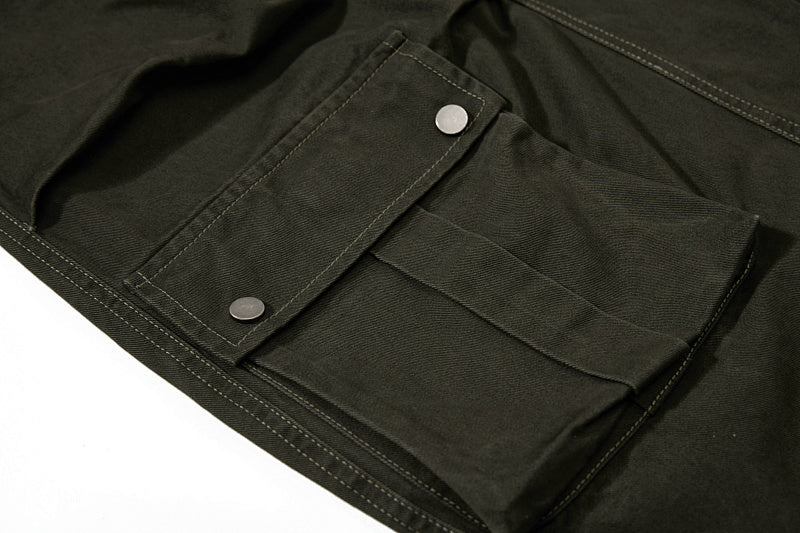 Yiaknis Wide-Leg Cargo Trousers, Snap Pockets, Dark Green and Black – photo 16