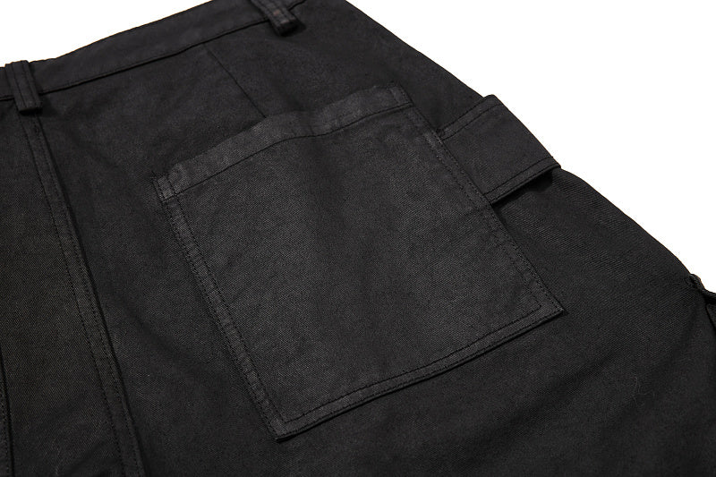 Yiaknis Black Wide-Leg Cargo Shorts with Drawstring Hems – photo 16