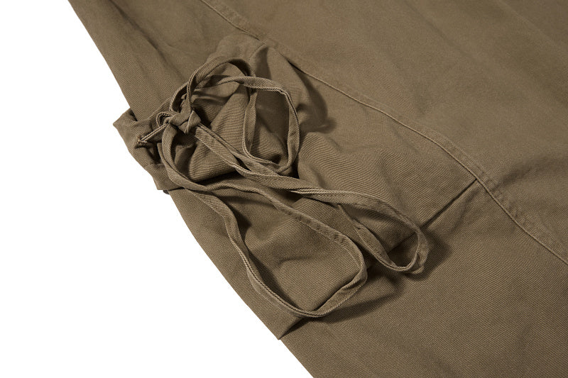 Yiaknis Baggy Wide-Leg Trousers, Drawstring Waist, Khaki and Dark Grey – photo 16