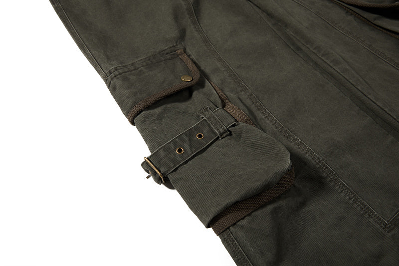 Yiaknis Wide-Leg Cargo Trousers, Pocket Straps, Dark Green and Khaki – photo 16