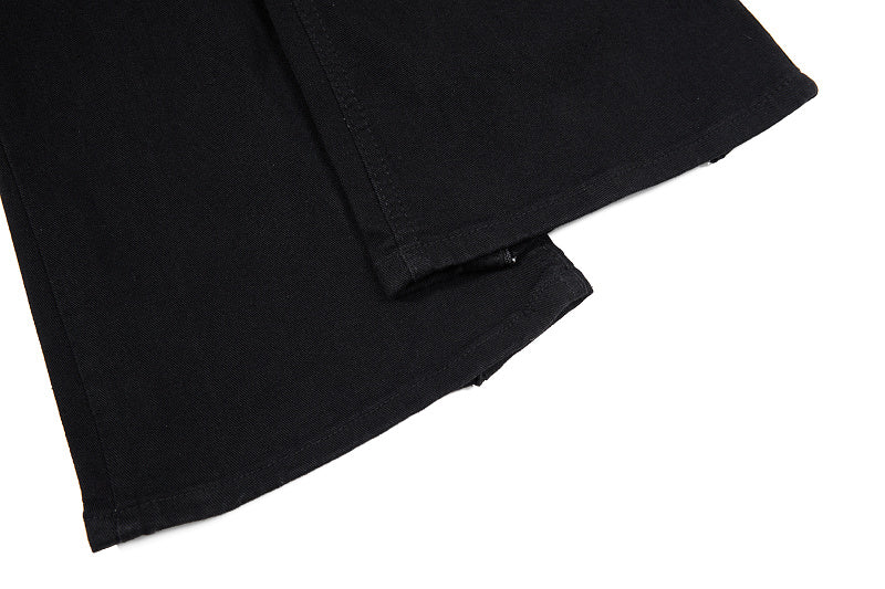Yiaknis Black Flared Jeans with Long Leg Zips