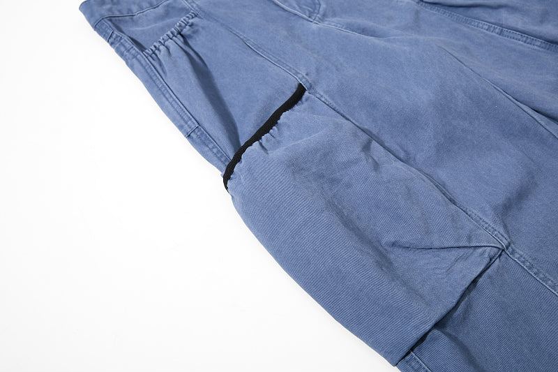 Yiaknis Wide-Leg Cropped Cargo Trousers, Mesh Panel, Blue and Grey – photo 17