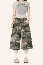 Yiaknis Camouflage Wide-Leg Cargo Capri Pants – photo 17
