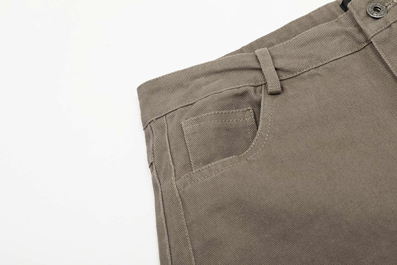 Yiaknis Wide-Leg Trousers with Button Fly and Side Pockets, Khaki and Black – photo 17