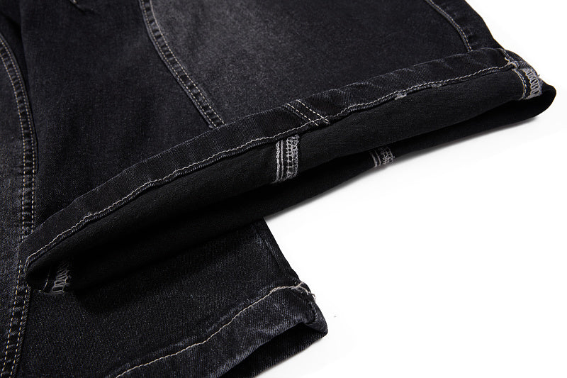 Yiaknis Black Washed Curved-Leg Jeans with Lace-Up Sides, Black
