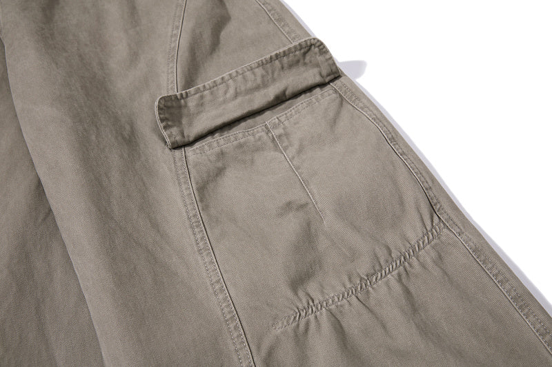 Yiaknis Curved-Leg Overalls with Button Sides - Beige, Army Green