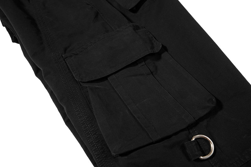 Yiaknis Wide-Leg Cargo Trousers, D-Ring Pockets, Black and Dark Green – photo 17
