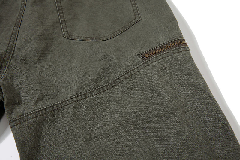 Yiaknis Wide-Leg Overalls with Zip Pockets - Grey Green, Light Beige