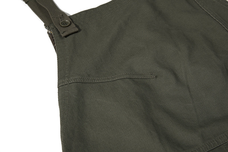 Yiaknis Wide-Leg Overalls, Floral Bib Trim, Army Green and Black