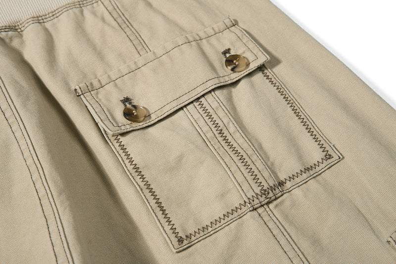Yiaknis Khaki and Dark Grey Wide-Leg Cargo Trousers with Elastic Back Waist – photo 17