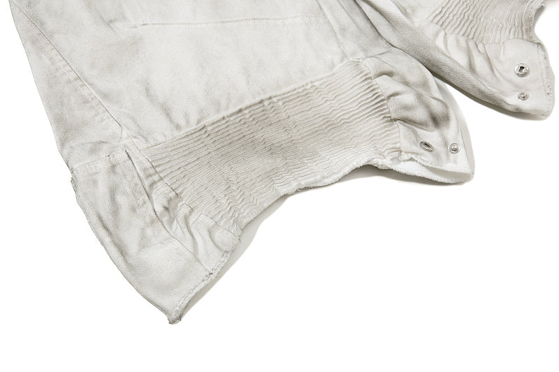 Yiaknis Wide-Leg Cropped Denim Trousers, Mesh Panels, Grey and White – photo 17