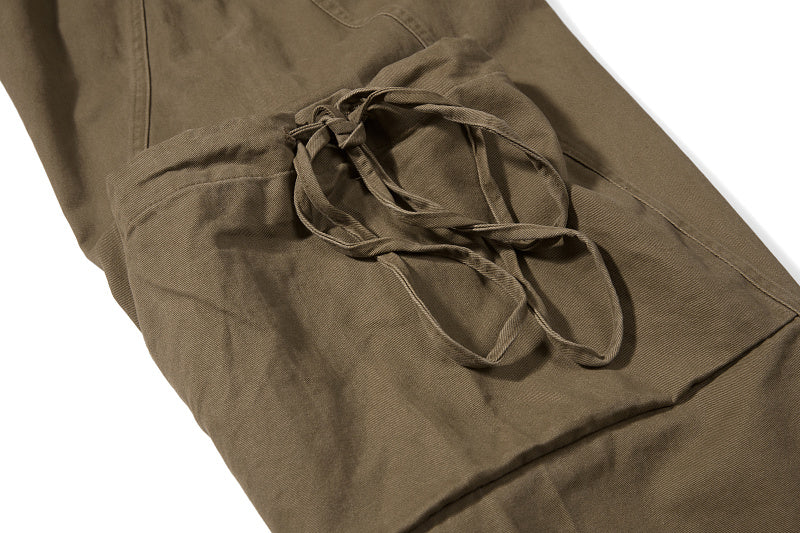 Yiaknis Baggy Wide-Leg Trousers, Drawstring Waist, Khaki and Dark Grey – photo 17