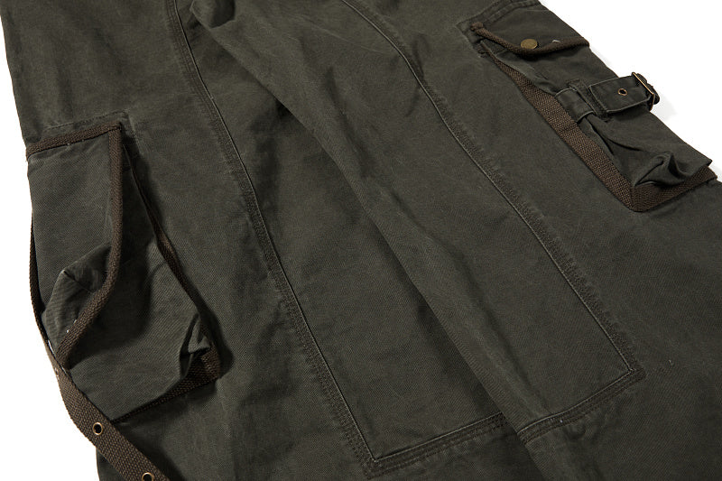 Yiaknis Wide-Leg Cargo Trousers, Pocket Straps, Dark Green and Khaki – photo 17