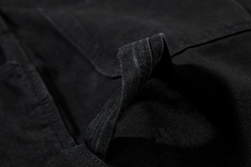 Yiaknis Wide-Leg Denim Overalls, Bib and Cargo Pockets, Dark Blue and Black – photo 17
