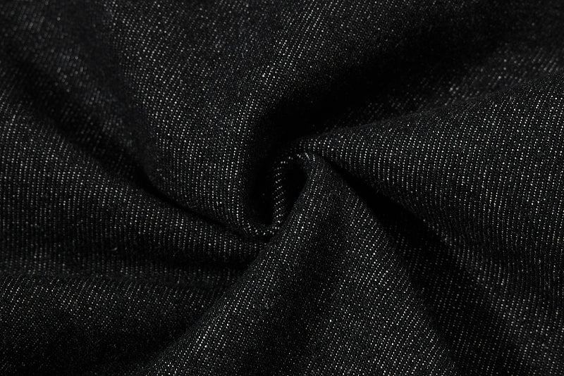 Yiaknis Wide-Leg Cropped Denim Trousers, Button Placket, Black – photo 17