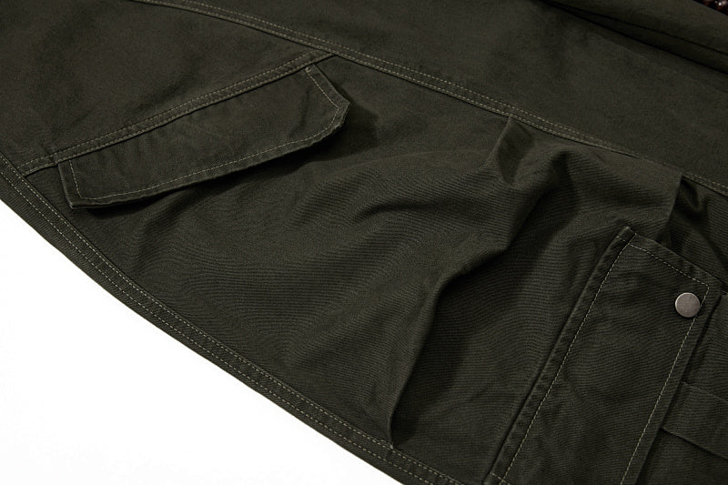 Yiaknis Wide-Leg Cargo Trousers, Snap Pockets, Dark Green and Black – photo 18