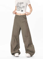 Yiaknis Wide-Leg Trousers with Button Fly and Side Pockets, Khaki and Black – photo 18