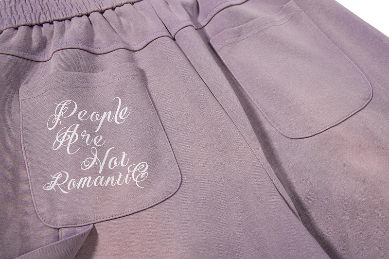 Yiaknis Wide-Leg Sweatpants, Letter Print, Light Purple and Black