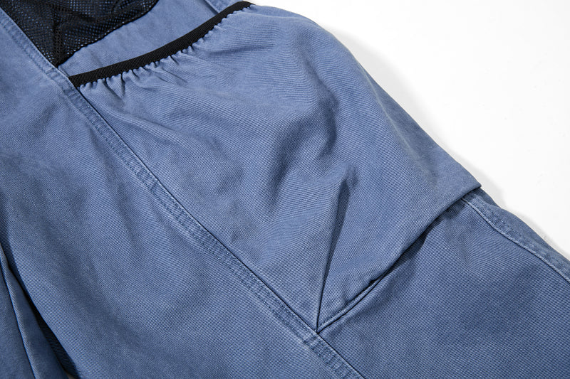 Yiaknis Wide-Leg Cropped Cargo Trousers, Mesh Panel, Blue and Grey – photo 18