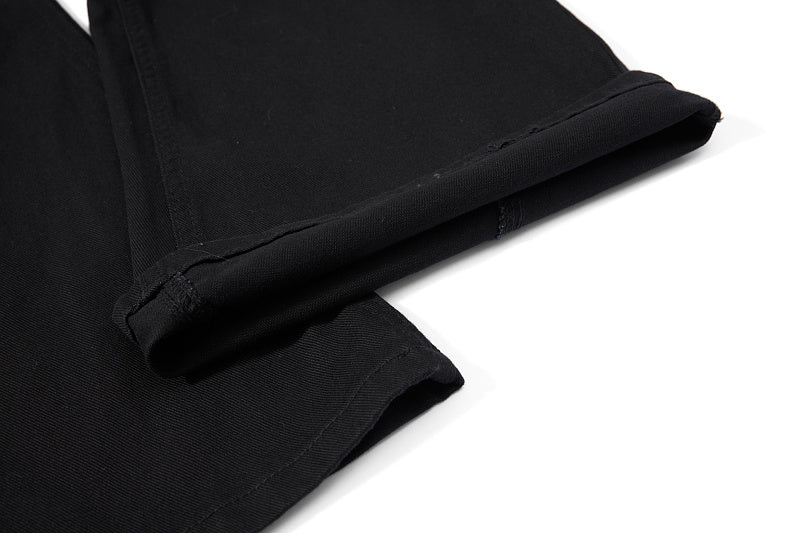 Yiaknis Black Flared Jeans with Buckle Leg Straps