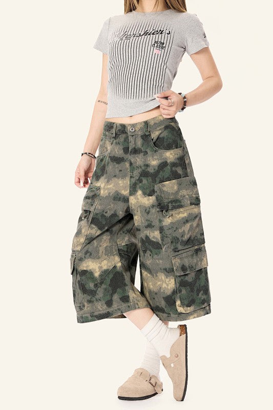 Yiaknis Camouflage Wide-Leg Cargo Capri Pants – photo 18