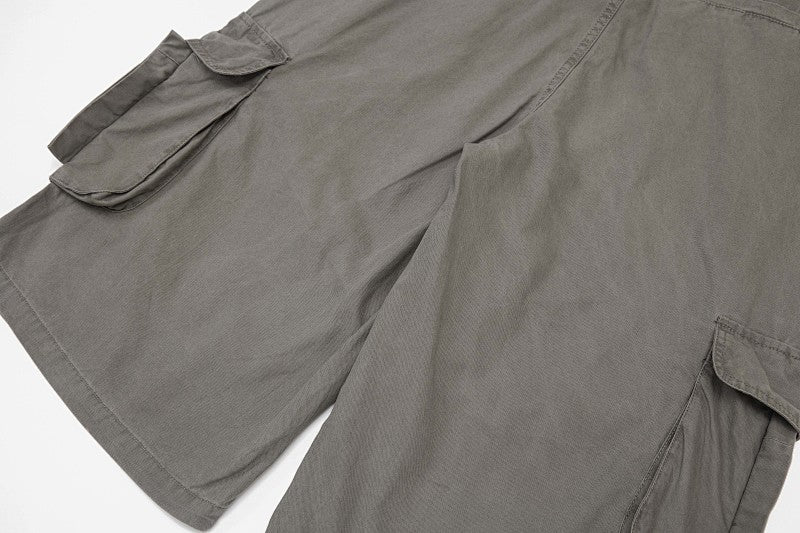 Yiaknis A-Line Cropped Trousers, Cargo Pockets, Grey and Light Grey
