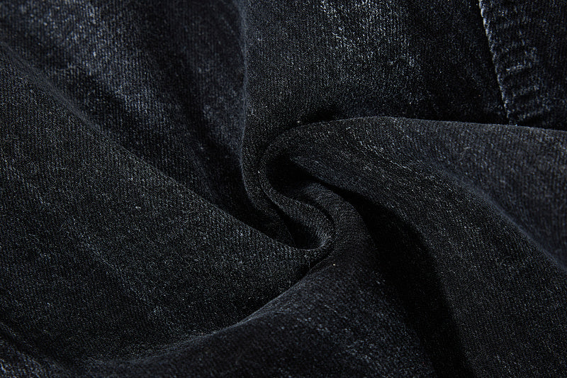 Yiaknis Black Washed Flared Jeans with Leg Studs