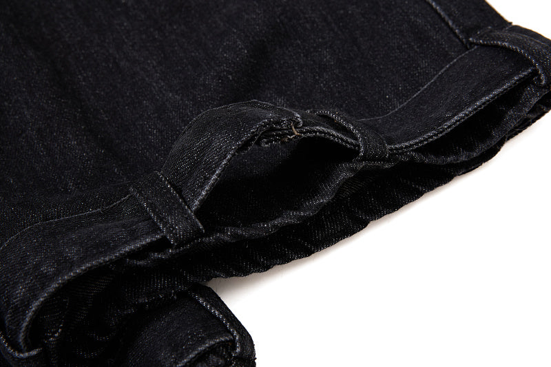 Yiaknis Black Washed Flared Jeans with Buckle Straps
