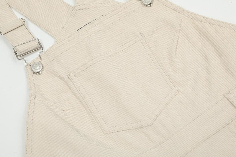 Yiaknis Wide-Leg Overalls with Crossed Back Straps - Dusty Pink, Cream