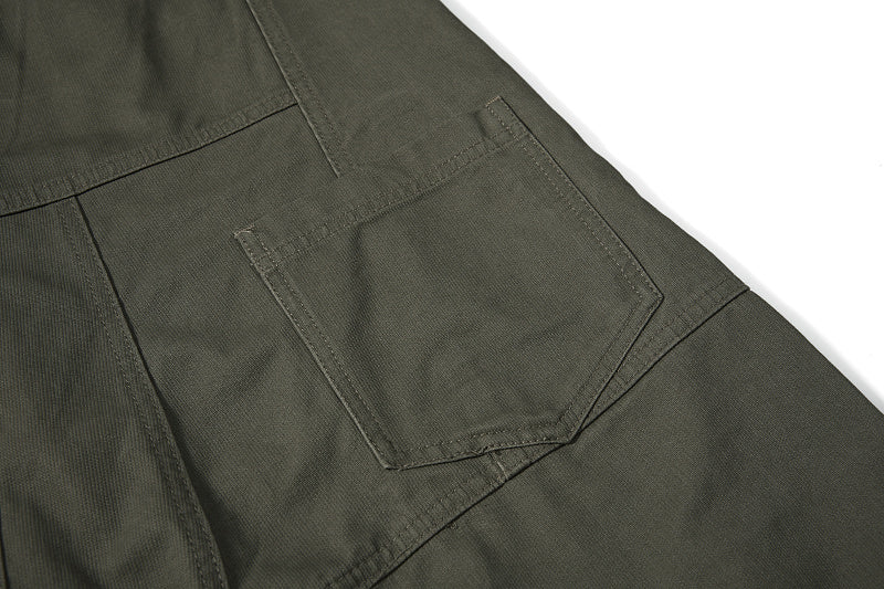Yiaknis Wide-Leg Overalls, Floral Bib Trim, Army Green and Black