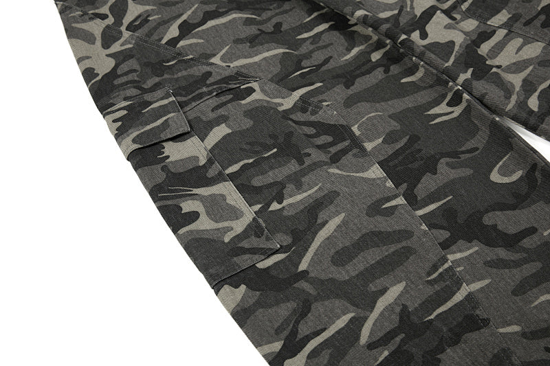 Yiaknis Camouflage Wide-Leg Overalls with Cargo Pockets