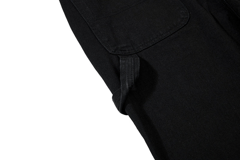 Yiaknis Wide-Leg Denim Overalls, Bib and Cargo Pockets, Dark Blue and Black – photo 18