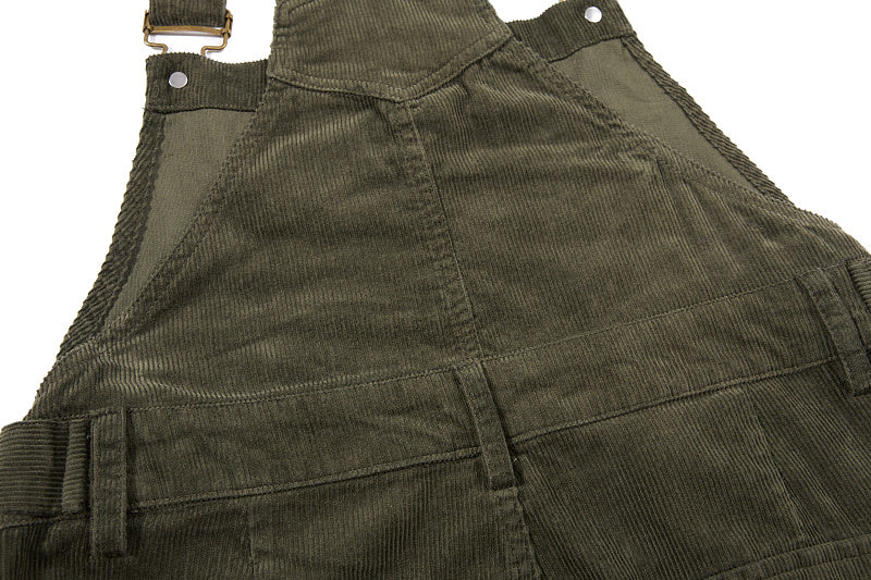 Yiaknis Corduroy Overalls with Adjustable Straps - Army Green, Black