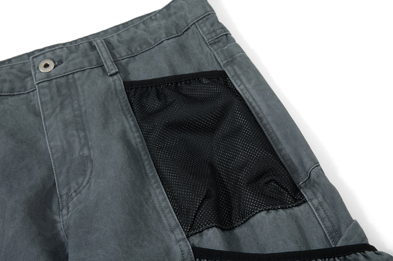 Yiaknis Wide-Leg Cargo Trousers with Mesh Pocket, Dark Grey and Blue – photo 18
