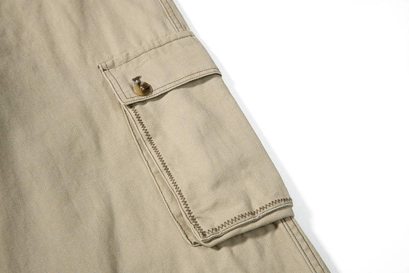 Yiaknis Khaki and Dark Grey Wide-Leg Cargo Trousers with Elastic Back Waist – photo 18