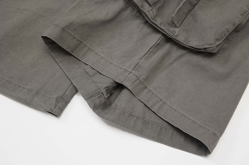 Yiaknis A-Line Cropped Trousers, Cargo Pockets, Grey and Light Grey