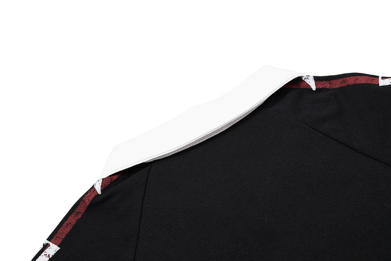 Yiaknis Men's Black and White Polo Shirt, Red Stripe – photo 19